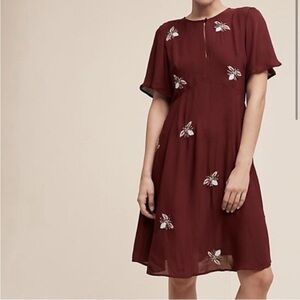 | Anthro | Embroidered Bugs Dress